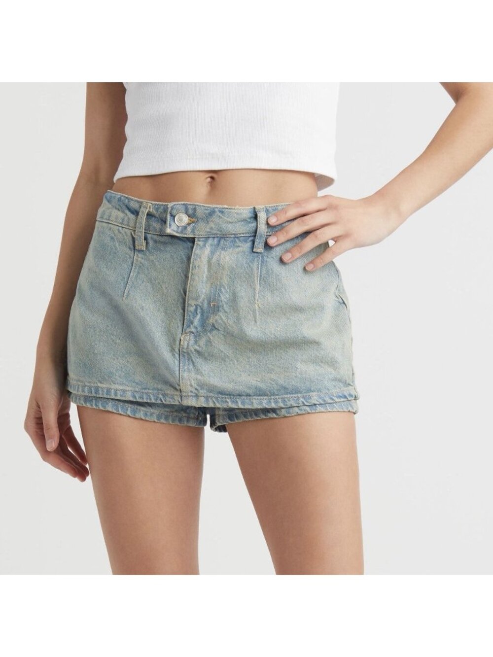 NEW We The Free People Gallivanting Peekaboo Mini Skort Blue Y2K Women’s Size 31